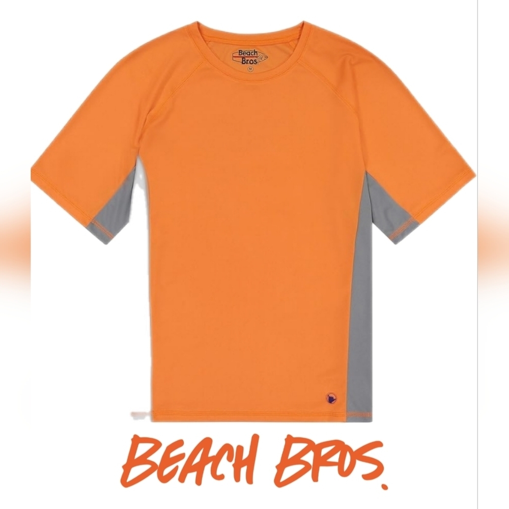 Beach Bros Men's Orange & Gray Pull Over Shirt Sz XL Surfing Swimming Biking